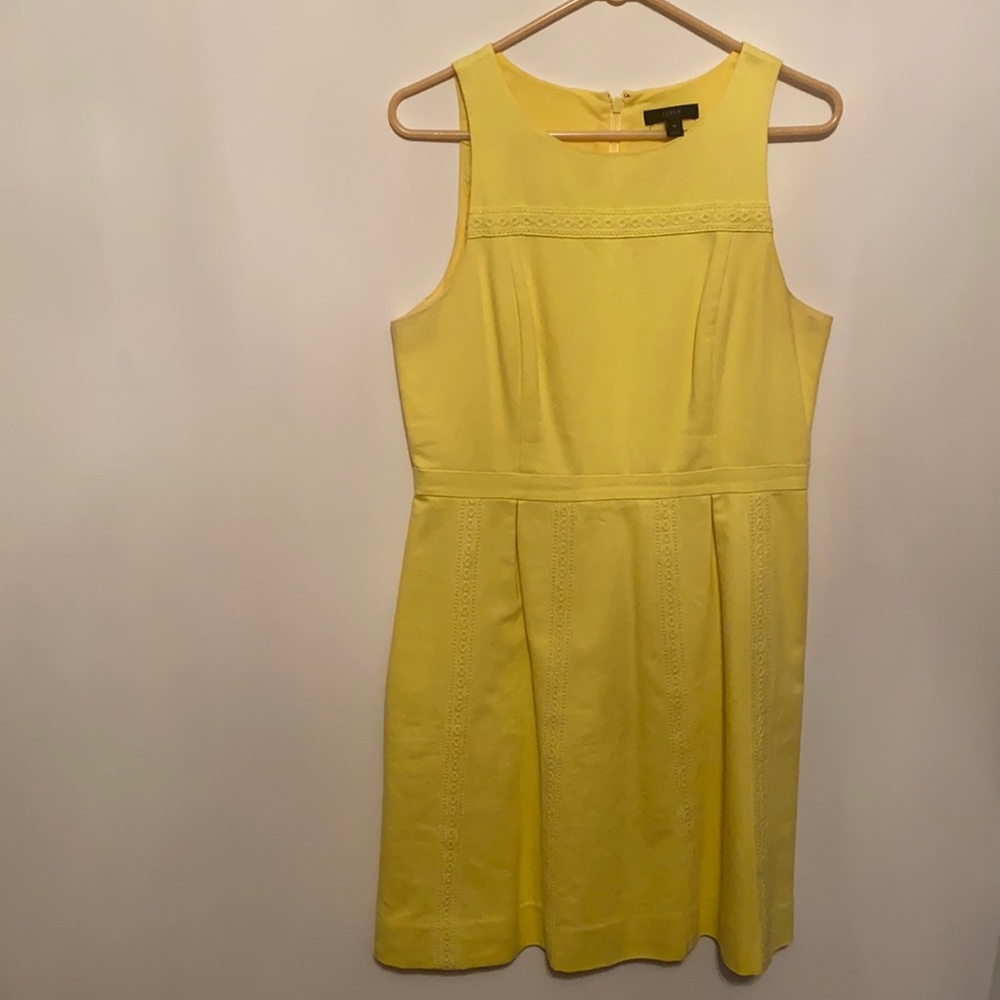 J.Crew sleeveless yellow dress with embroidery